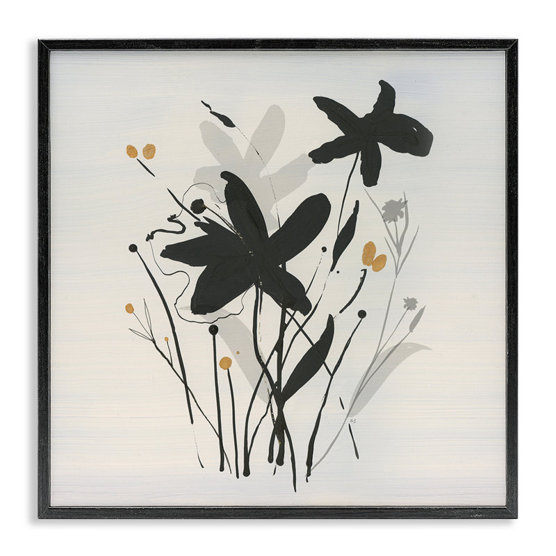 Impressions de fleurs, estampe numérique encadrée par Susan Jill, H 12 po x l 12 po, Giclée encadrée noir minuit