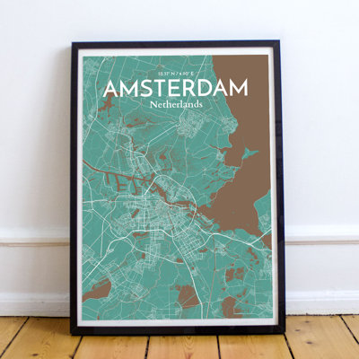 Amsterdam City Map - No Frame Print