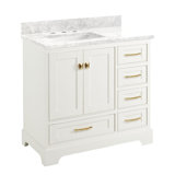 Quen 36" Freestanding Single Basin Vanity Set with Cabinet, Vanity Top