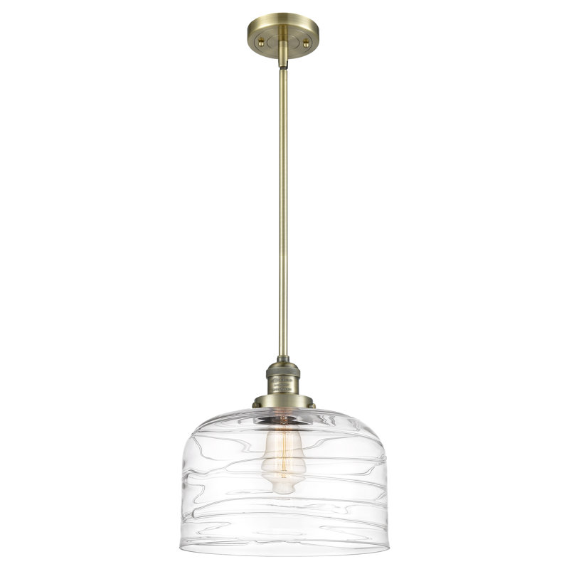 Luminaire suspendu en forme de dôme à 1 lumière Celaya, H 13 po x l 12 po x P 12 po, Harwich, Laiton antique