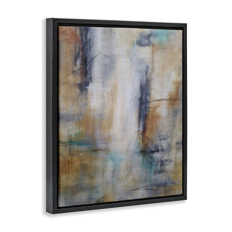 Cadre flottant abstrait Desert Fade, design par Michelle Hutchins, Cadre flottant noir de jais, H 21 po x l 17 po