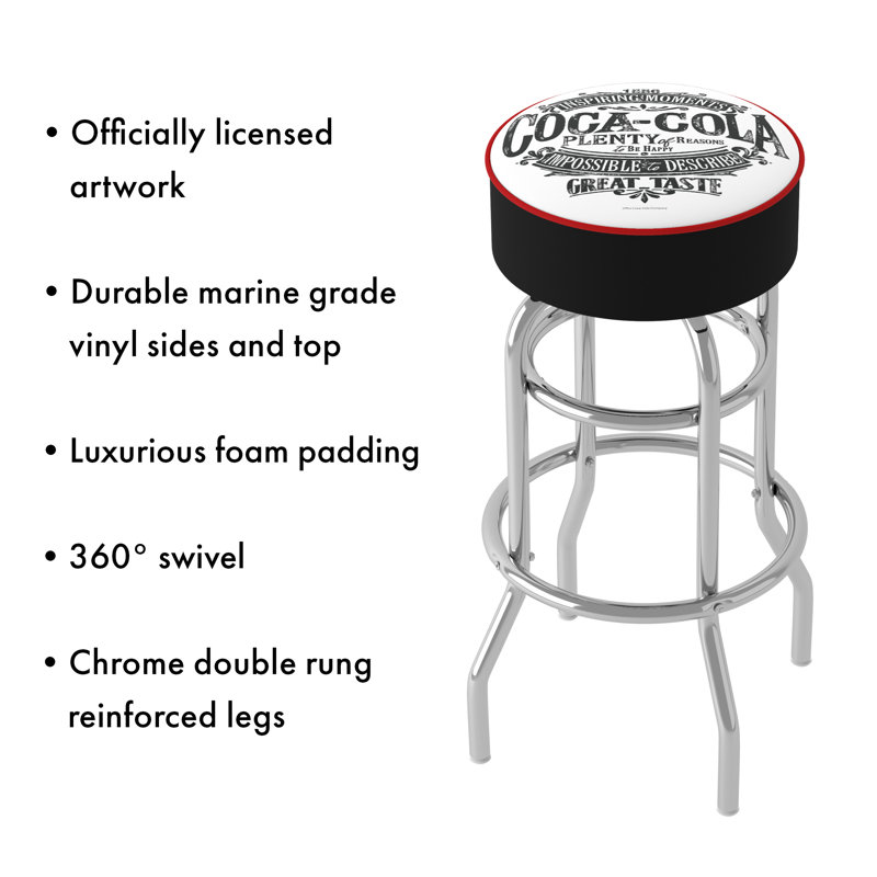 Swivel Upholstered Counter Stool with Metal Frame, Black/White
