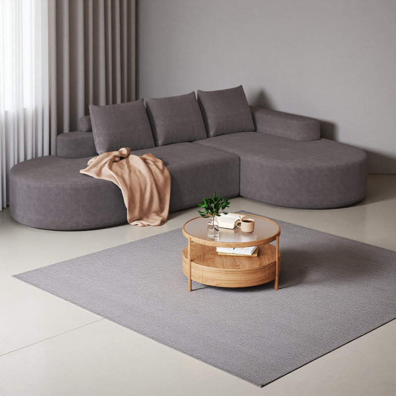 Canapé modulaire incurvé moderne, ensemble de canapé modulaire revêtu de chenille, canapé modulaire en L 108,5 po avec 3 coussins
