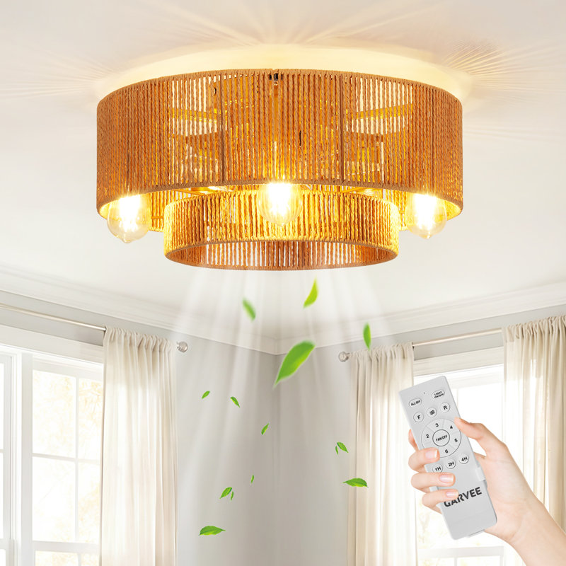 Ventilateur de plafond en cage avec lumière Boho