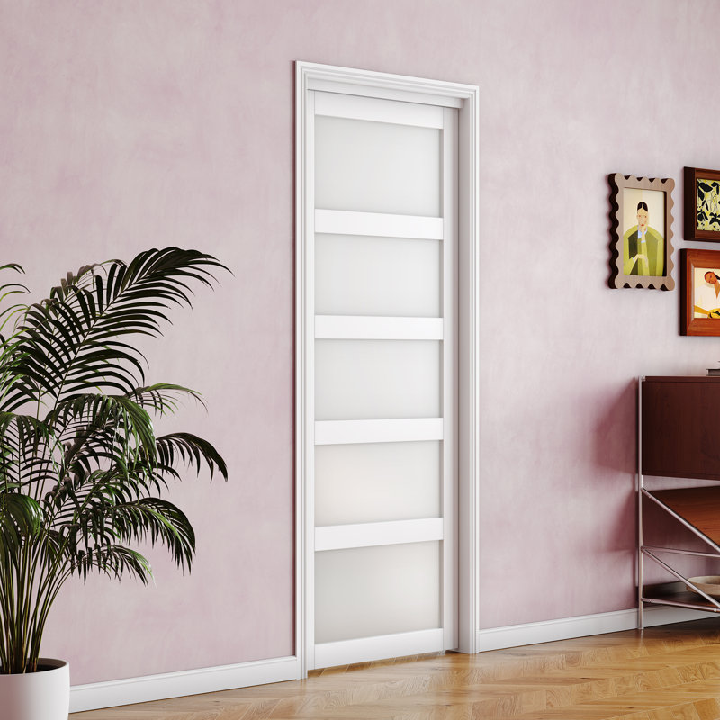 Porte intérieure standard en bois massif de qualité supérieure en verre trempé 5-Lite sans trousse de quincaillerie