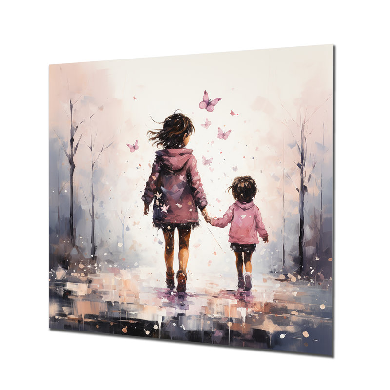 Fantasy Kids Walking Through Wonderland - Fantasy Metal Wall Art, 16" H x 16" W