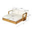 Canapé-lit de jardin inclinable avec coussins et oreillers de dossier couleur crème, capacité de 363 kg, en teck et crème-134071737