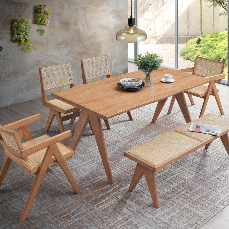 Velentina Rattan & Natural Finish Dining Table
