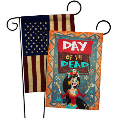 Double Sided 18.5 in. H x 13 in. W Polyester Day of the Dead Garden flag