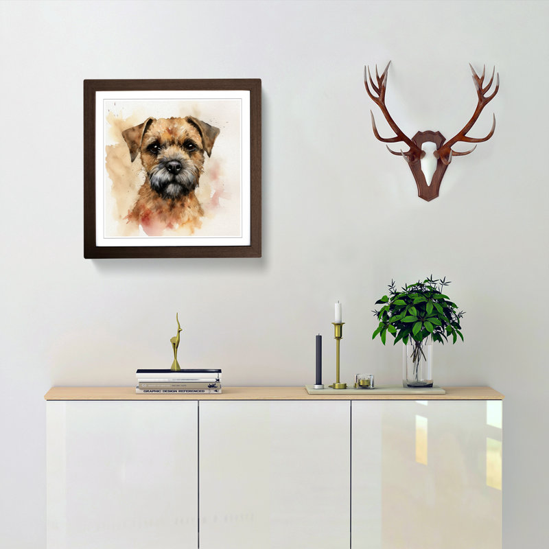 Border Terrier Watercolour - Framed Print, Walnut