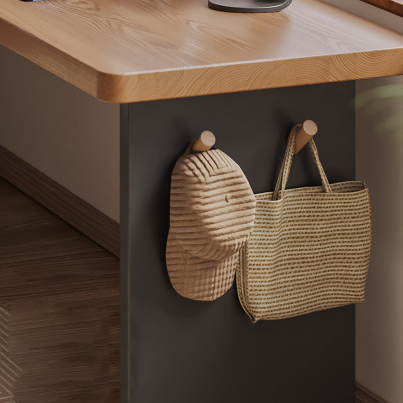 Bureau brun en bois massif en forme de L + fer, H 29,53 po x l 70,87 po x P 47,24 po, Retour à gauche