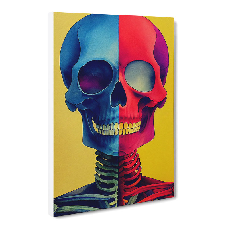 CAN-V0523-2780X Watercolour Skull Vol.1 - Wrapped Canvas Rectangle Print, 50cm H x 35cm W x 3cm D