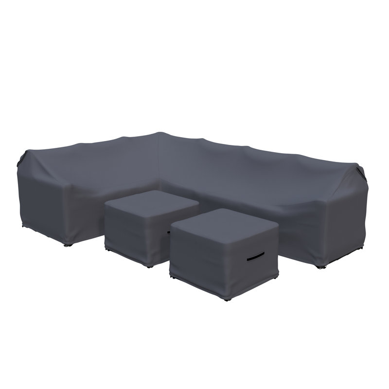 Ensemble de housse de mobilier de patio en acier thermolaqué en L de 105 po de largeur Kahlan