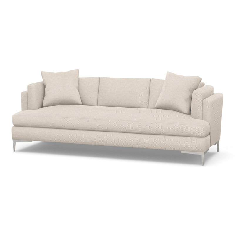 Aiden Upholstered 90.5'' Sofa, Stainless Steel, Perigold Tres Chic Bone