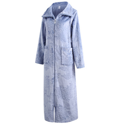 Hursel Fleece Girl / Woman+ Mid-Calf Bathrobe with Pockets