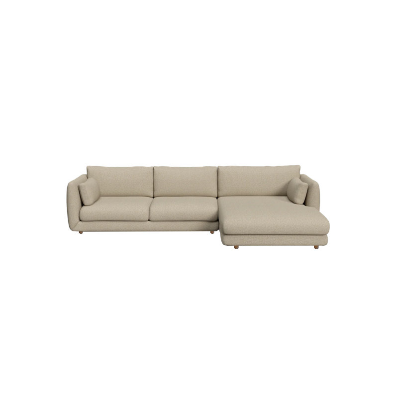 Bloom 2-Seater Sofa W/Chaise Lounge Right & Teak Legs, Brown Cane-line Lola, 31.2" H x 122.1" W x 67" D, Left Hand Facing