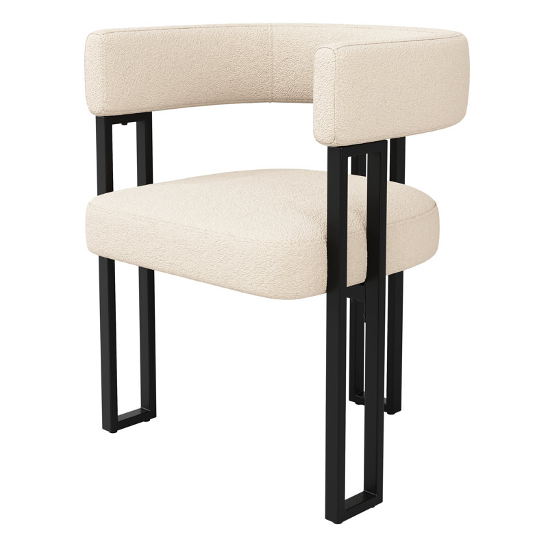 48cm H Upholstered Metal Armchair in Beige, Beige