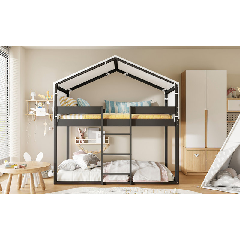 Lit simple superposé au-dessus de bois avec tente et aire de jeu stable pour un décor de chambre à coucher élégant, Espresso