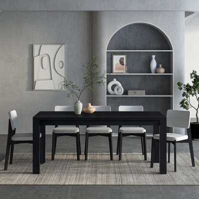 NTC Block 71 Inch Modern Farmhouse Dining Table, Rectangular Dinner Table for Dining Room, Living Room Furniture, Effortless Assembly