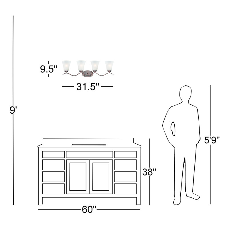 Lavalley 4 - Light Dimmable Vanity Light, Oil Rubbed Bronze