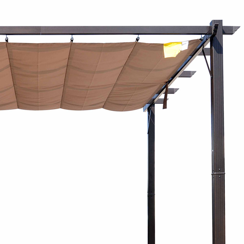 Outsunny Pergola with Retractable Shade Canopy, Aluminum, Brown, 10 (ft) x 10 (ft)