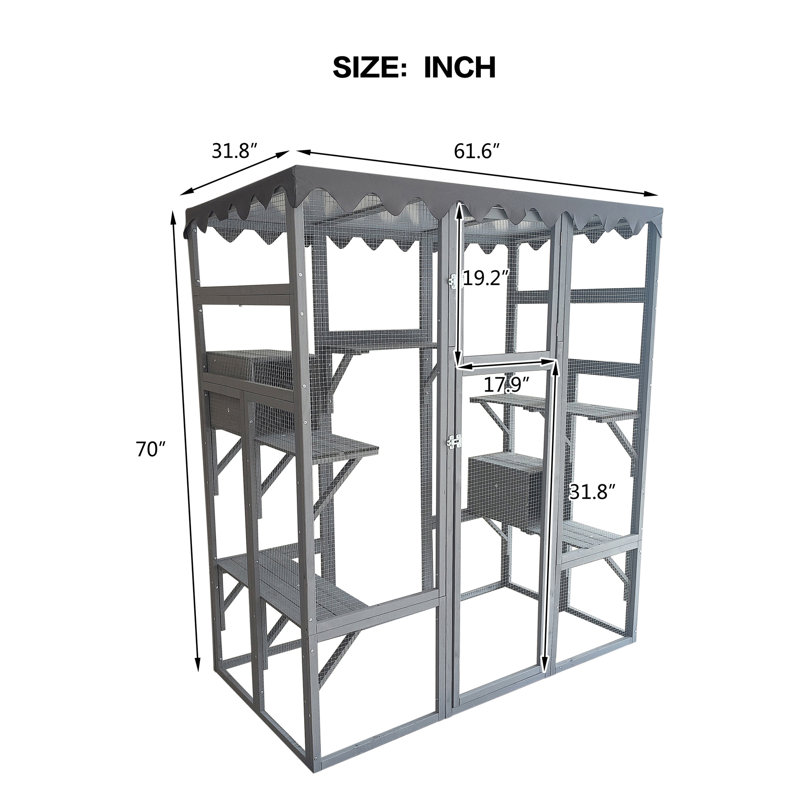 Cage d'extérieur en bois pour chat