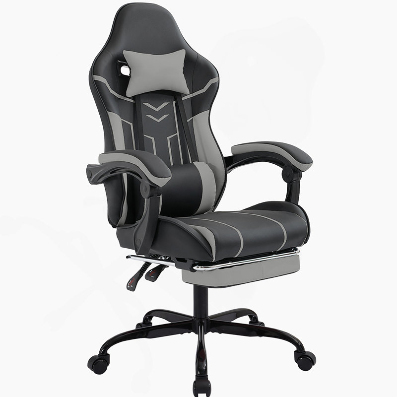 Chaise de jeu, chaise d'ordinateur ergonomique avec repose-pieds Chaise de bureau ergonomique avec dossier lombaire noir