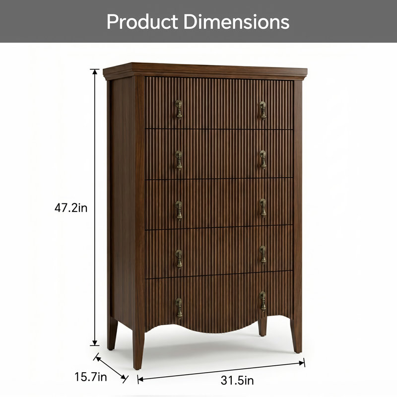 Commode 5 tiroirs Avenall, Noyer