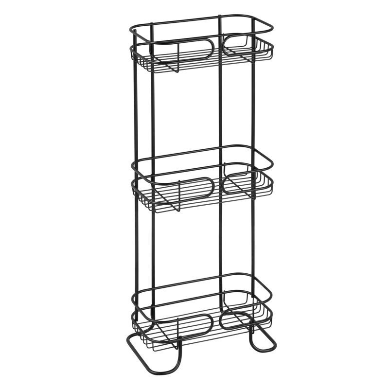 Matte Black Metal Freestanding 3-Tier Bathroom Organizer
