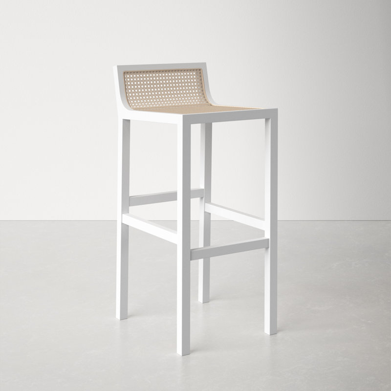 McCarthy Solid Wood Counter Stool, White/Natural, Bar Stool(31.5” Seat Height)