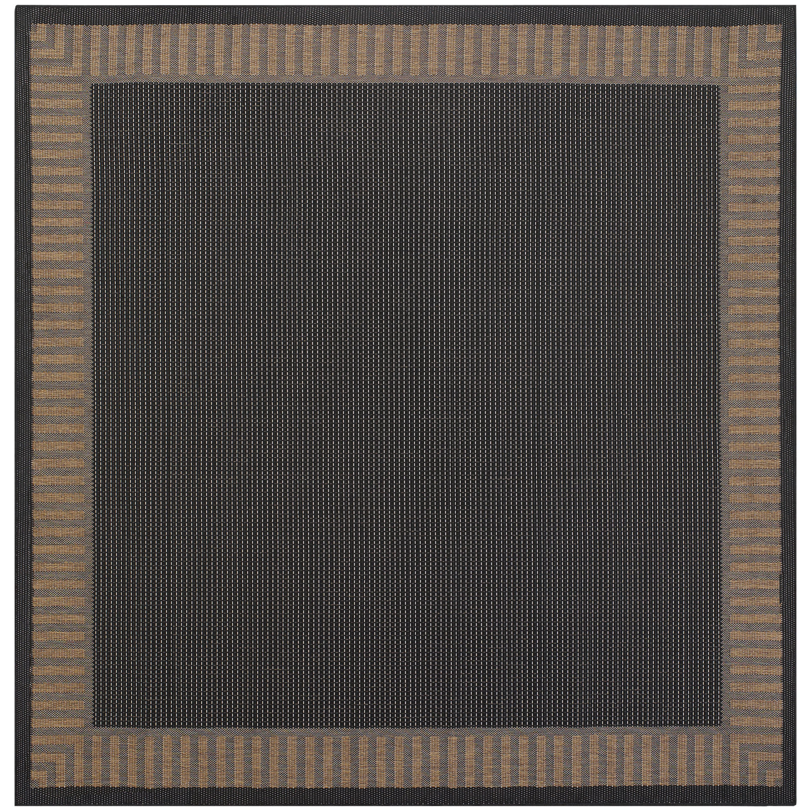 Black Cocoa Brown Flatweave Outdoor Rug, Black / Brown, Square 7'6"