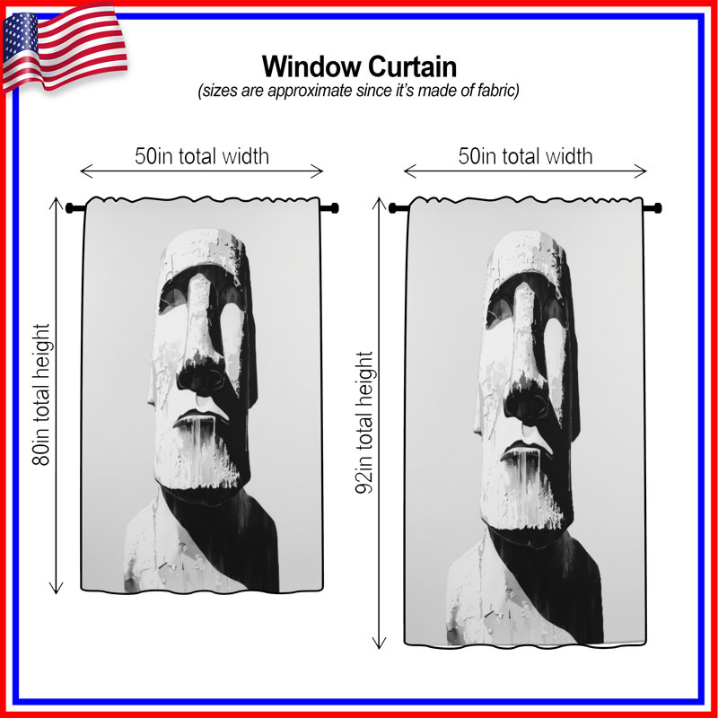 Rideaux Moai à rideaux Moai, 50" x 92" - 1 Panel, Sheer