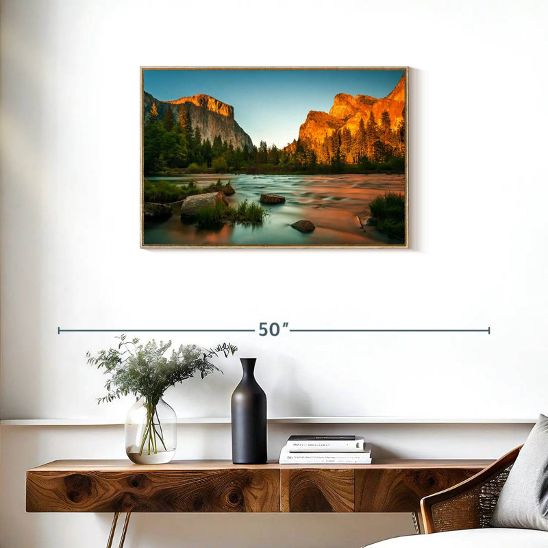Placid Yosemite Waters, Cadre flottant en bois naturel, 31 po x 21 po