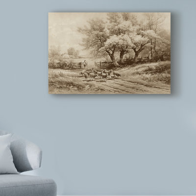 « troupeauing brebis », reproduction sur toile tendue