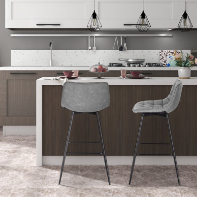 Upholstered Counter Stool with Metal Frame