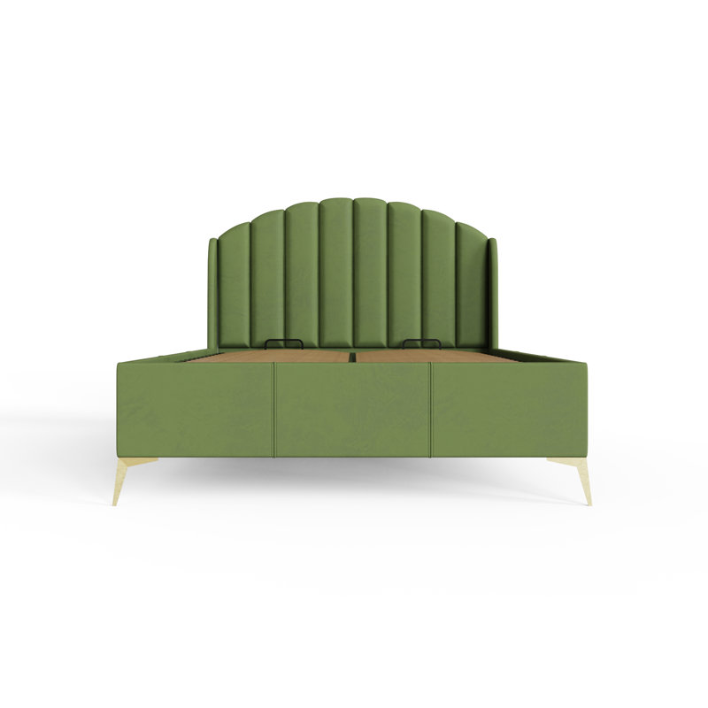 Thierry Upholstered Ottoman Bed, Double (4'6), Green