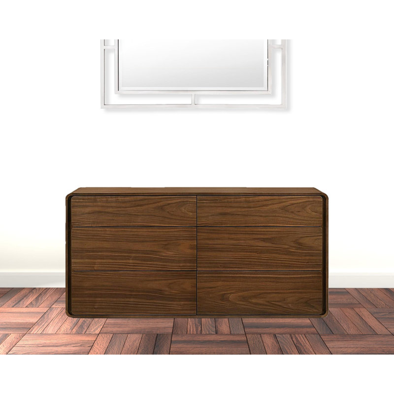 Commode double en bois massif à 6 tiroirs l 59,06 po Louca
