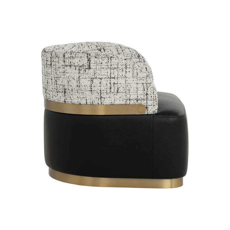 Swivel Lounge Chair, Black Faux Leather;Acrylic;Polyester