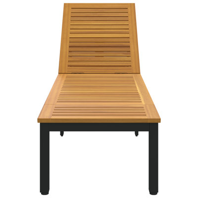 vidaXL Sun lounger Reclining Solid Acacia Wood Outdoor Relaxation Chair Modern