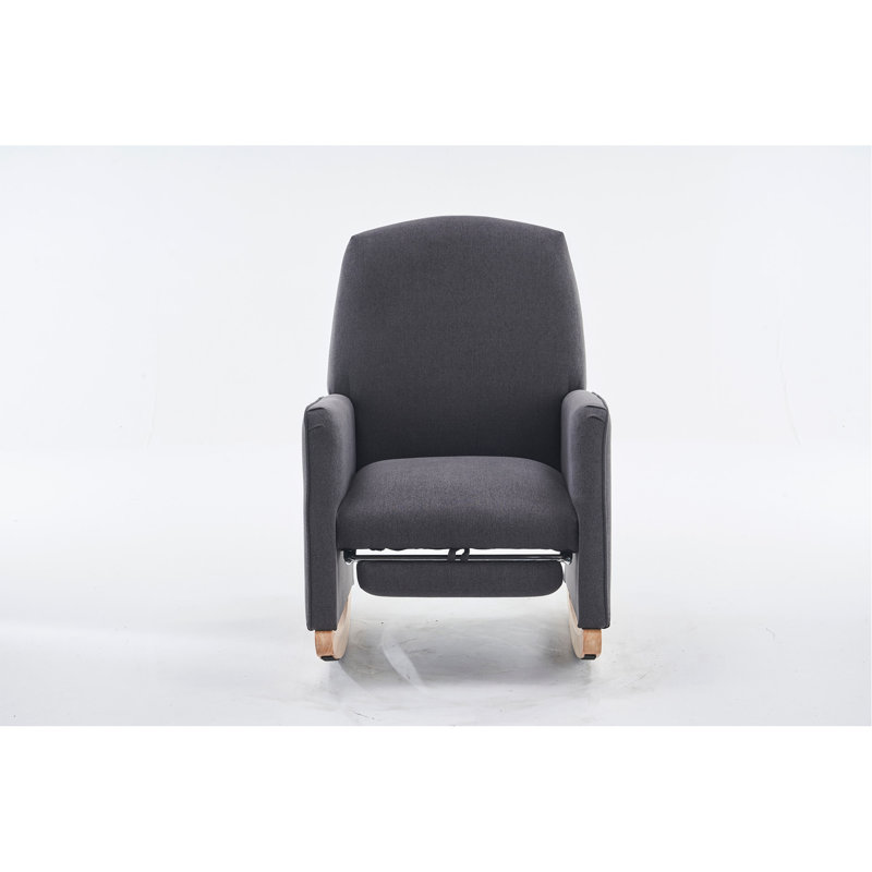Chaise berçante en coton et lin avec repose-pieds réglable, Gris foncé, Gris foncé