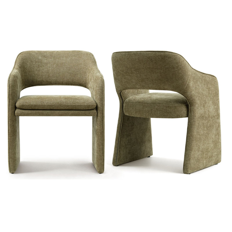 19" Seat Height Upholstered Fabric Dining Armchair, Sage Green