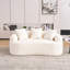 Canapé courbé en éponge à compression complète blanc, canapé compact en chenille 30D sans assemblage pour petits espaces et appartements, L 65 po, 300 lb, 3 coussins