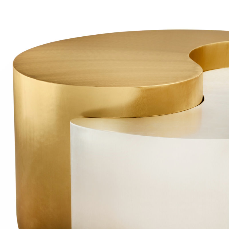 Modern & Contemporary Style Coffee Table Made with Iron Sheet Frame, Silver, Gold