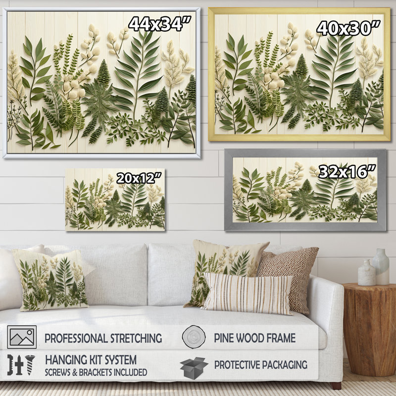 Art sur toile Herbes Chive Symphony 3, Cadre flottant doré, H 12 po x l 20 po x P 1 po