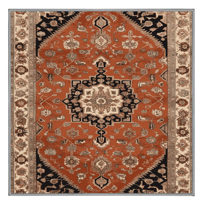 Machine Washable Persian Brown Area Rug
