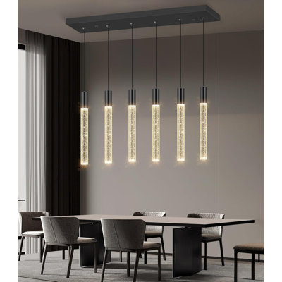 Lustre rectangulaire moderne 6 lumières Glam