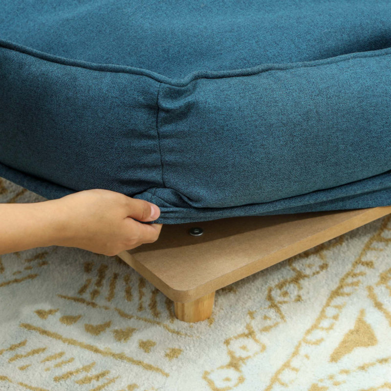 Raised Pet Couch With Comfortable Cushion, Pine Wood Legs