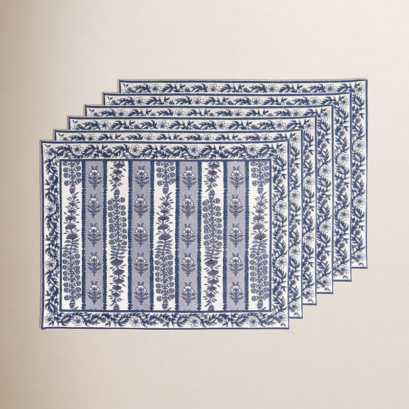 Napperon Charlemont 15 po x 18 po, Bleu / bleu marine