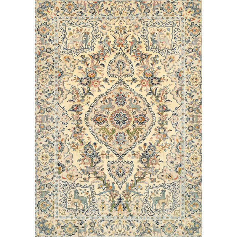 Tapis traditionnel vert / doré Cayetano, Rectangle 2 pi x 4 pi