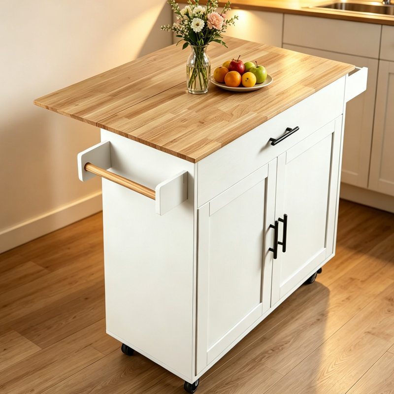 Plateau en bois massif durable et imperméable avec roulettes mobile multifonctionnel facile à assembler